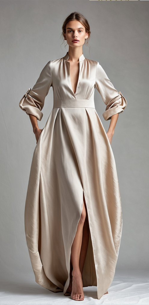Tigɛ - Silk Long Shirt Dress